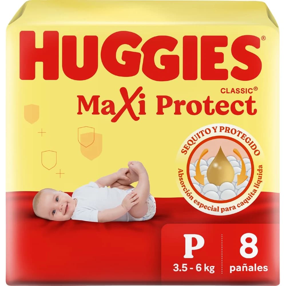 Pañales Huggies Classic Talle P x8