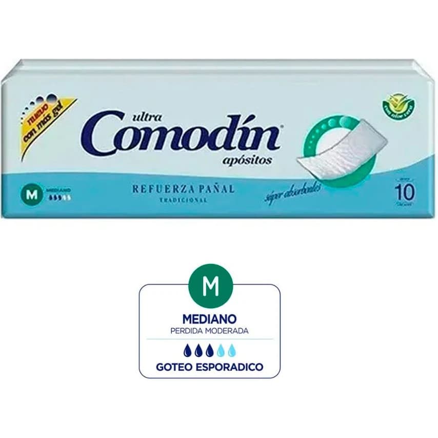 Apósito para Incontinencia Comodín Refuerza Medio x10