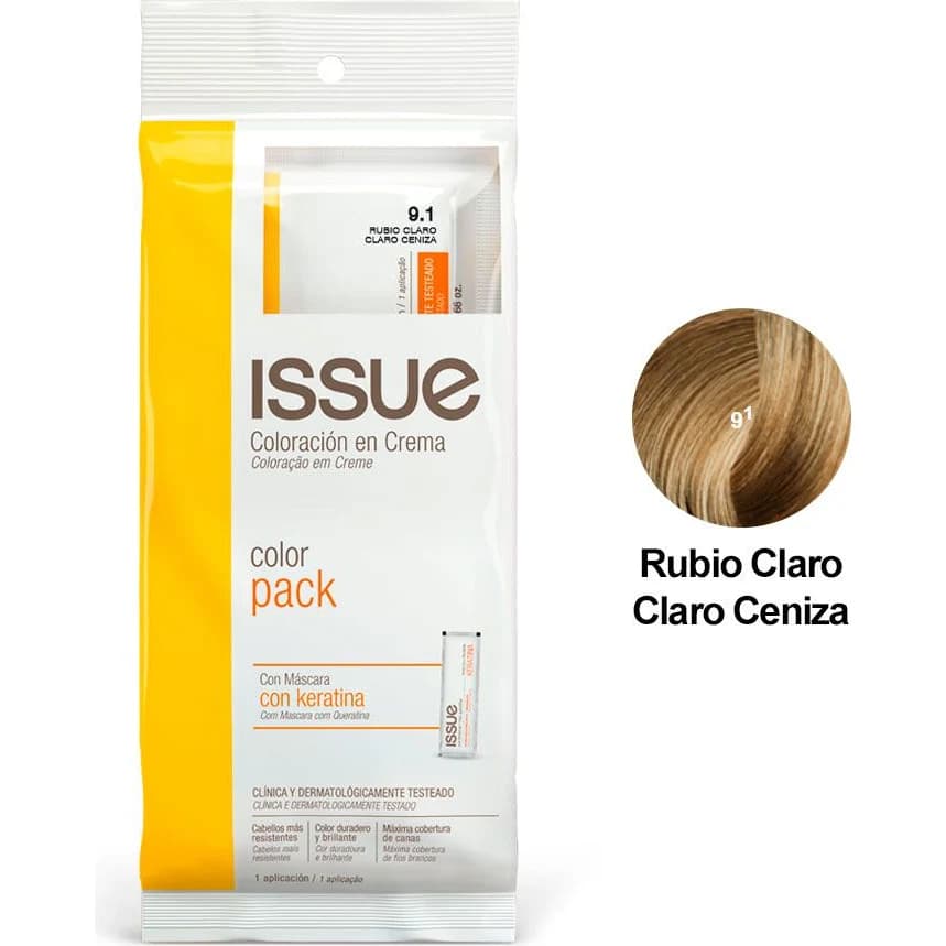Tintura Capilar Issue ColorPack + Kera Tono 09.1 Rubio Claro Claro Ceniza