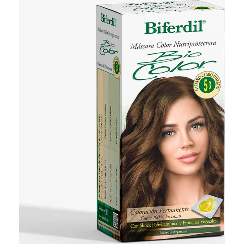 Tintura Capilar Biferdil Biocolor Tono 5.3 Castaño Claro Dorado