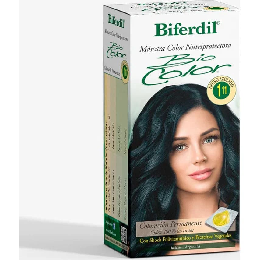 Tintura Capilar Biferdil Biocolor Tono 1.11 Negro Azulado
