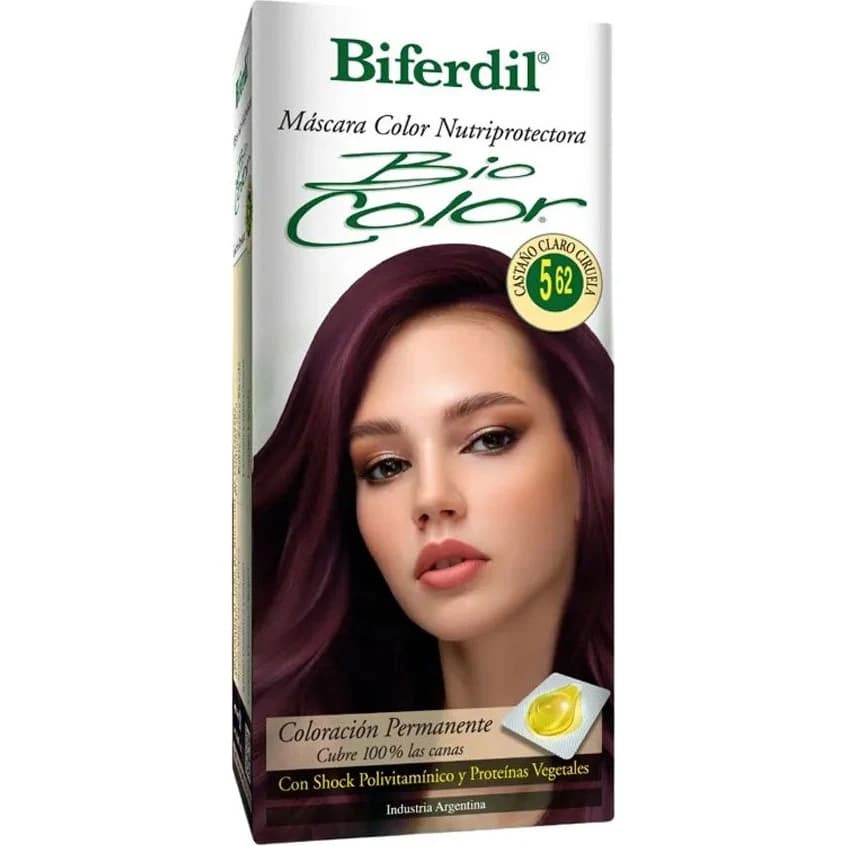 Tintura Capilar Biferdil Biocolor Tono 5.62 Castaño Claro Ciruela