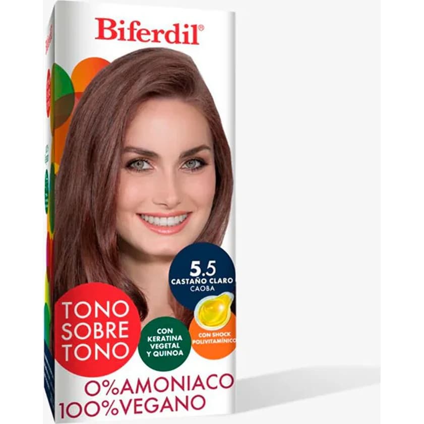 Kit de Coloración Capilar Biferdil Tono Sobre Tono 5.5 Castaño Claro Caoba