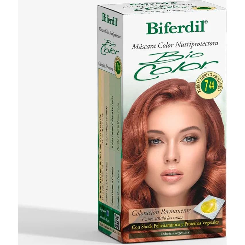 Tintura Capilar Biferdil Biocolor Tono 7.44 Rubio Cobrizo Profundo