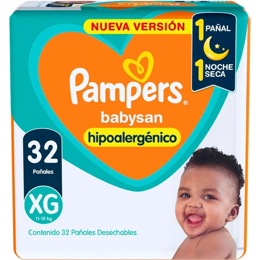 Pañales Pampers BabySan Talle XG x32