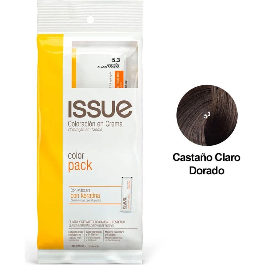 Tintura Capilar Issue ColorPack + Keratina Tono 05.3 Castaño Claro Dorado