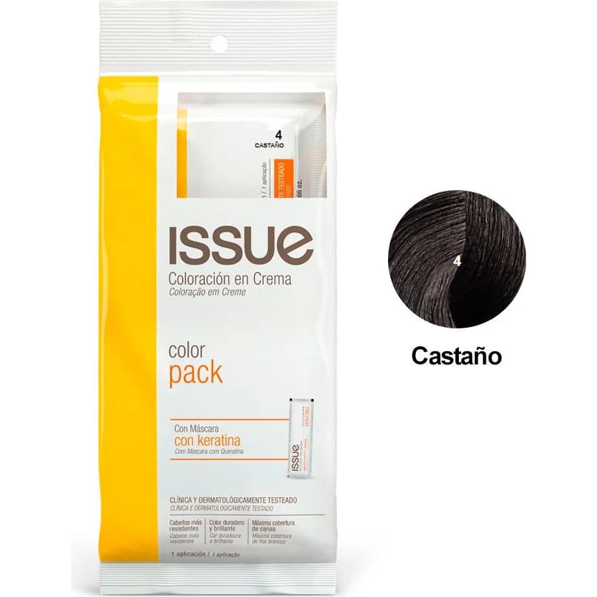 Tintura Capilar Issue Colorpack + Keratina Tono 04 Castaño