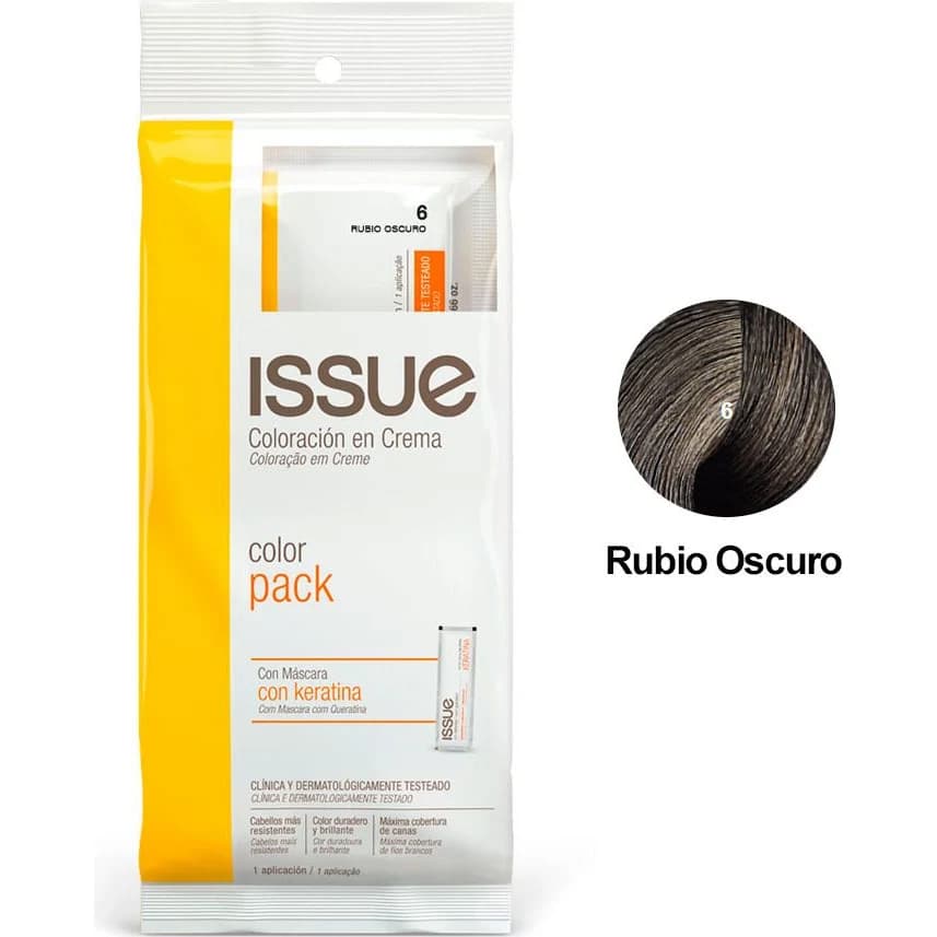 Tintura Capilar Issue Colorpack + Keratina Tono 06 Rubio Oscuro