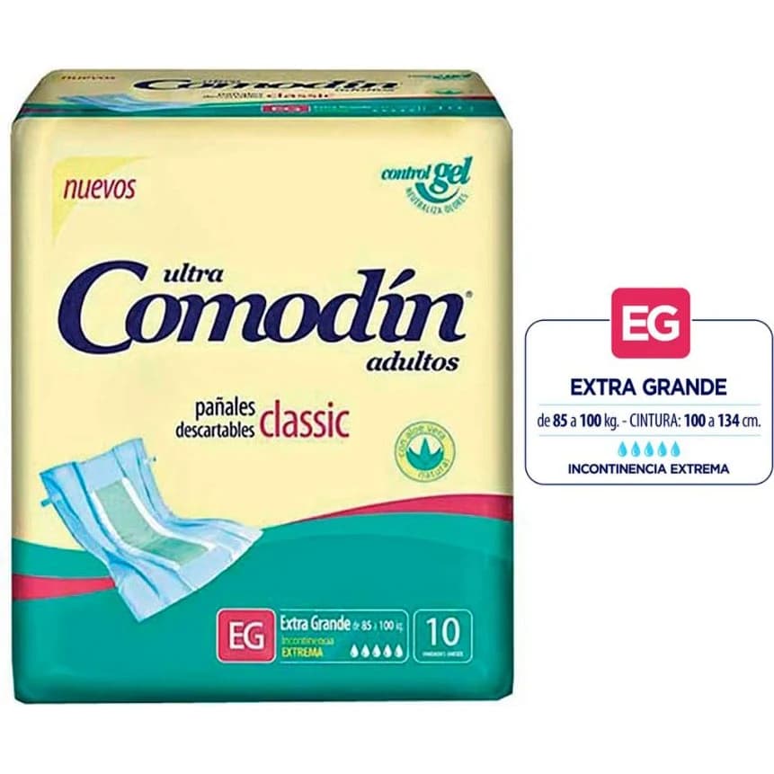Pañales para Adulto Comodín Clásico Talle Extra Grande x10