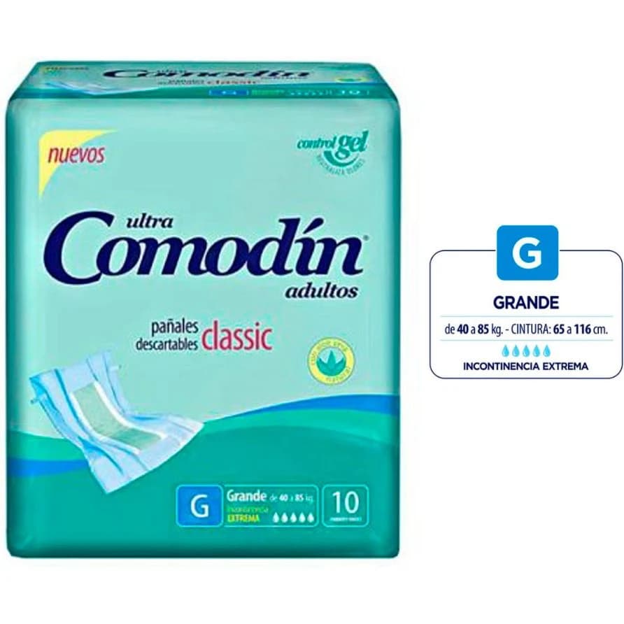 Pañales para Adulto Comodín Clásico Talle Grande x10