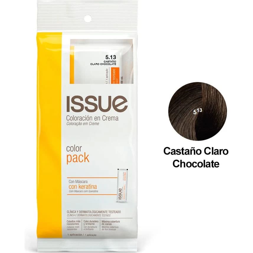 Coloración Issue ColorPack + Keratina Tono 05.13 Castaño Claro Chocolate