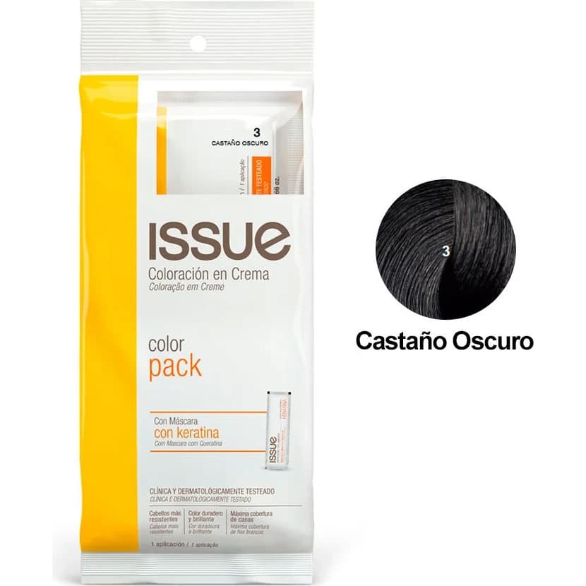 Tintura Capilar Issue Colorpack + Keratina Tono 03 Castaño Oscuro