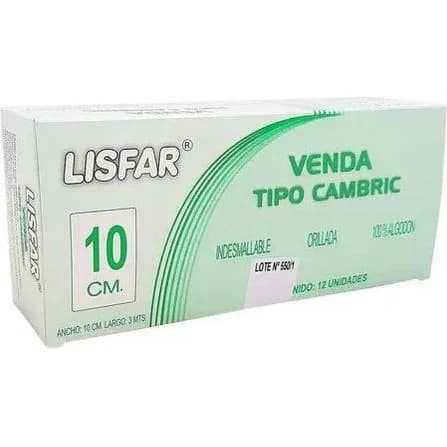 Venda Orillada Lisfar 10 cm x 12 unidades