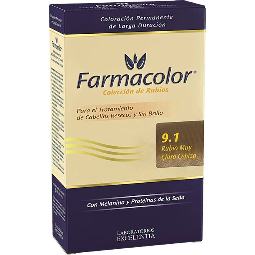 Kit de Coloración Farmacolor Tono 9.1 Rubio Muy Claro Ceniza