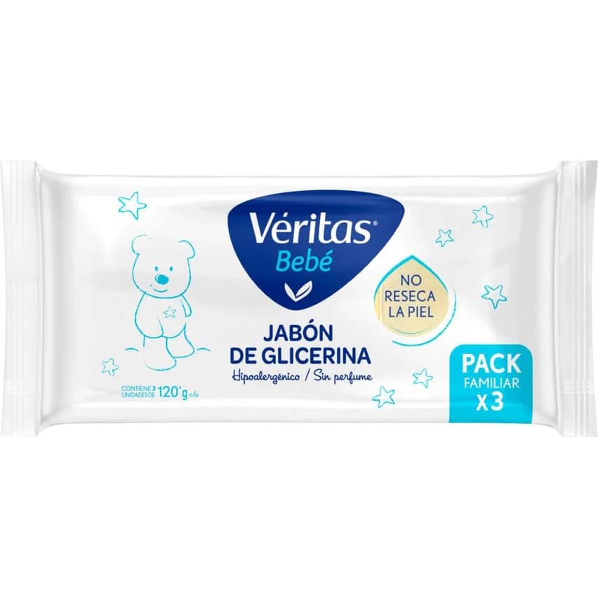Jabón en Barra Veritas Bebé Glicerina Pack 3x120 g