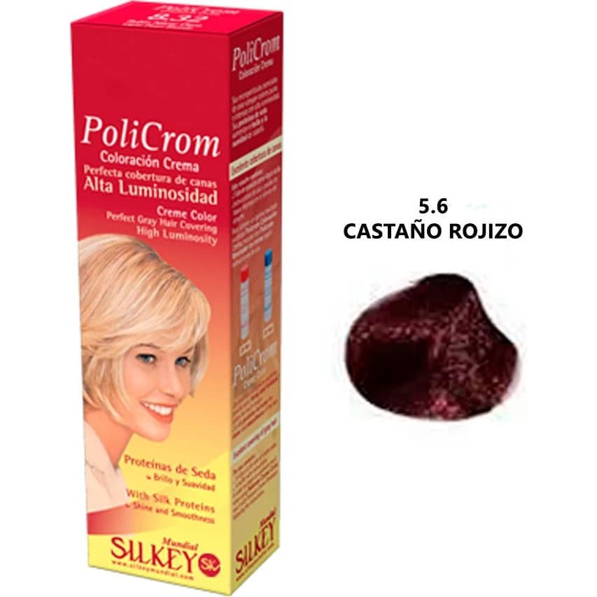 Tintura Capilar Silkey Policrom Tono 5.6 Castaño Rojizo 47 g