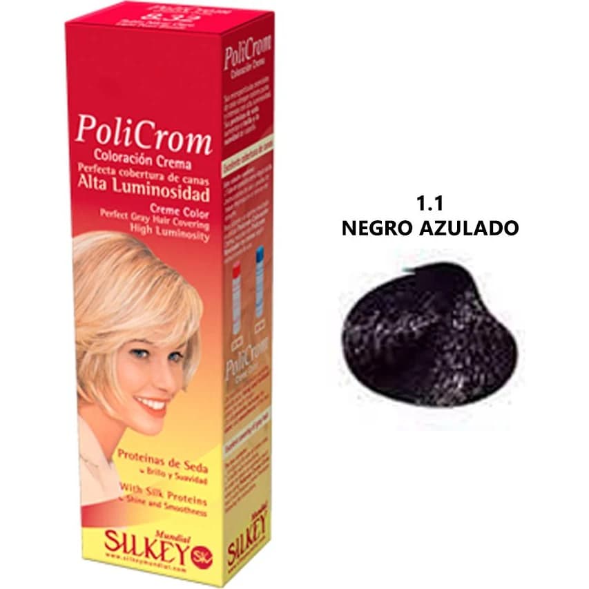 Tintura Capilar Silkey Policrom Tono 1.1 Negro Azulado 47 g