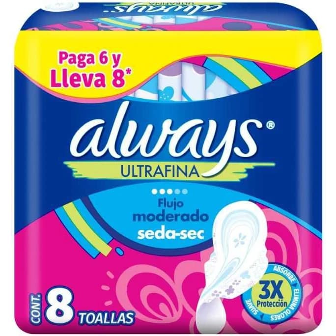 Toalla Higiénica Always Ultra Fina Seca con Alas x 8