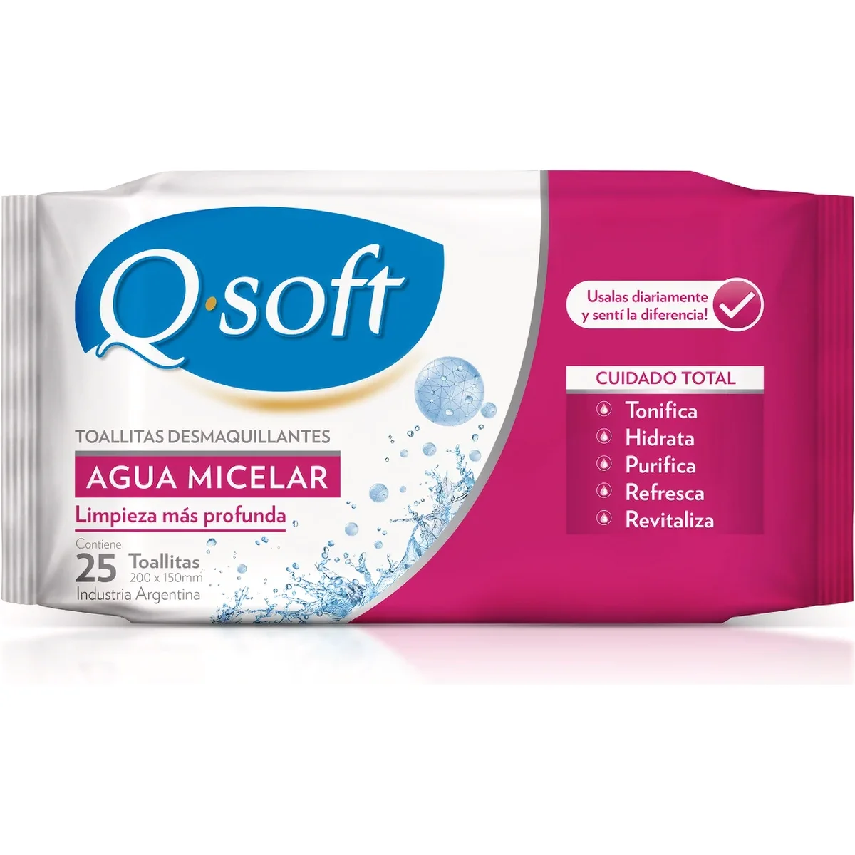Toallitas Desmaquillantes Qsoft Micelares x 25