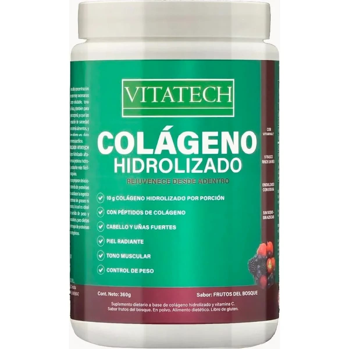 Colágeno Hidrolizado Vitatech Sabor Frutos Rojos 360 g