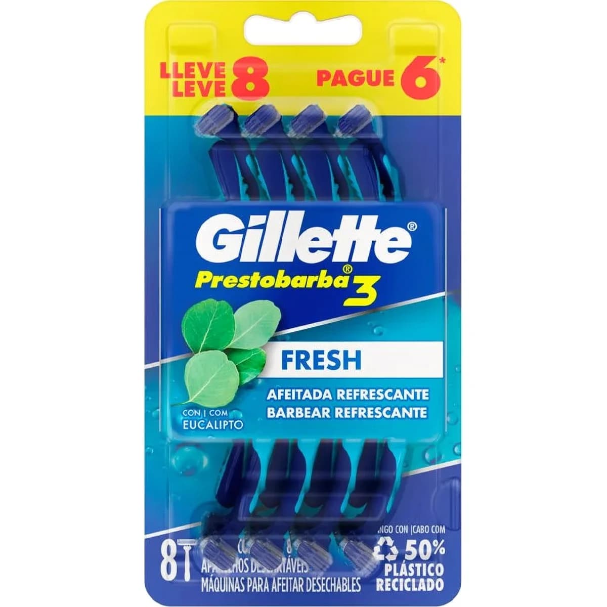 Máquina de Afeitar Gillette Prestobarba 3 Cool x 8 unidades