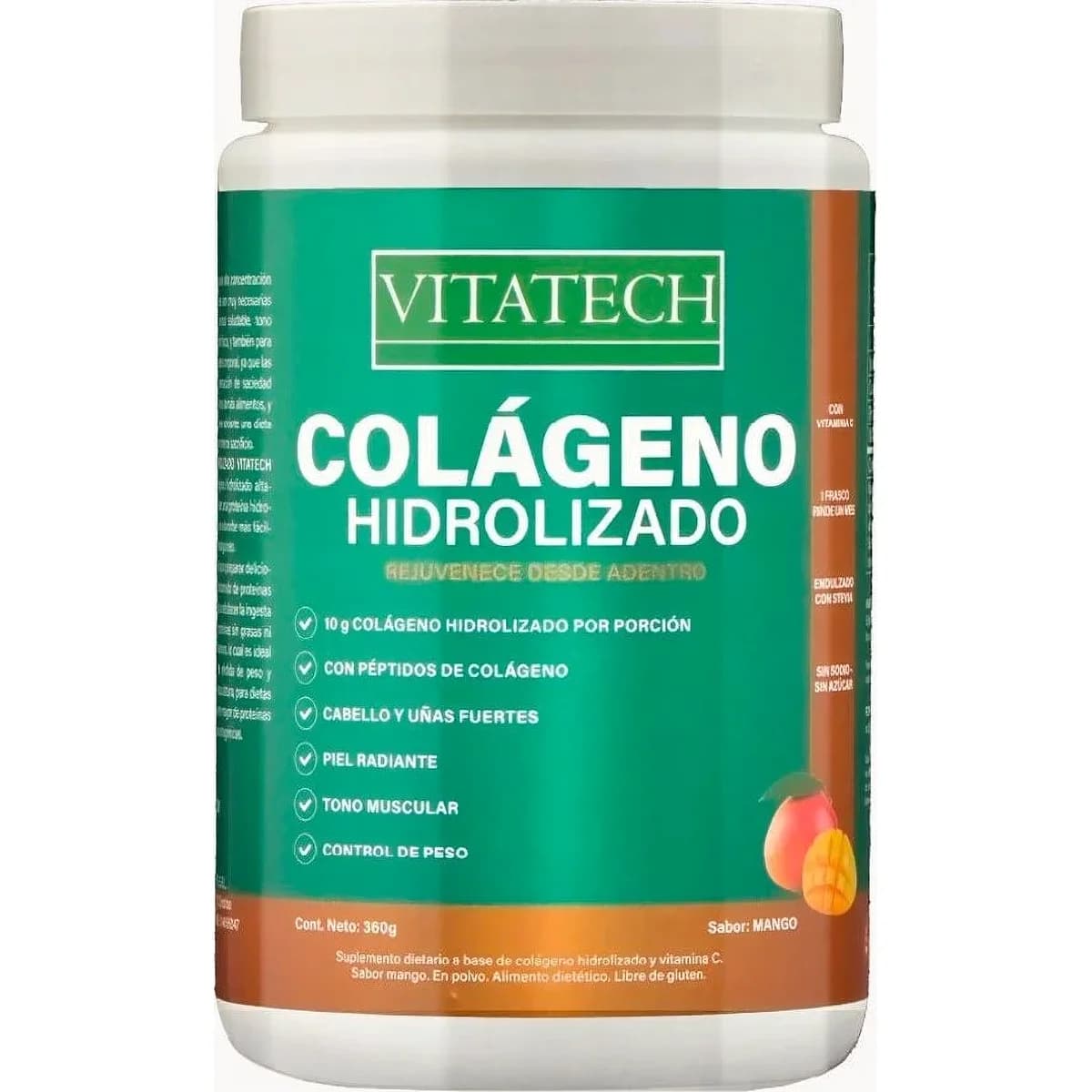Colágeno Hidrolizado Vitatech Sabor Mango en Polvo 360 g