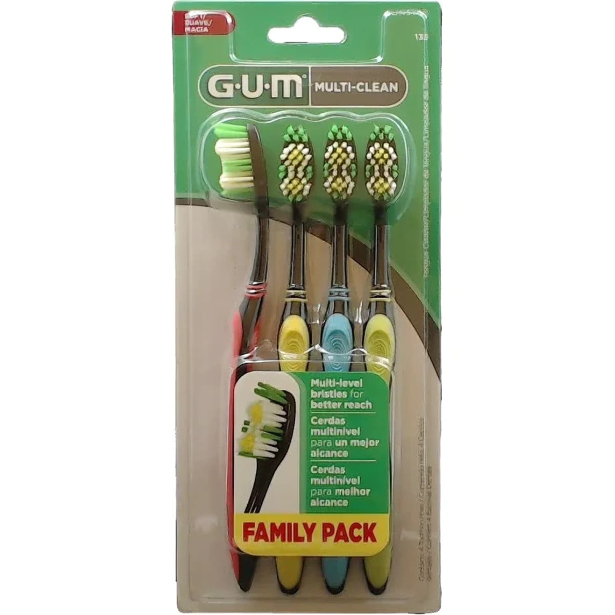 Cepillo de Dientes GUM Multi-Clean Pack x4