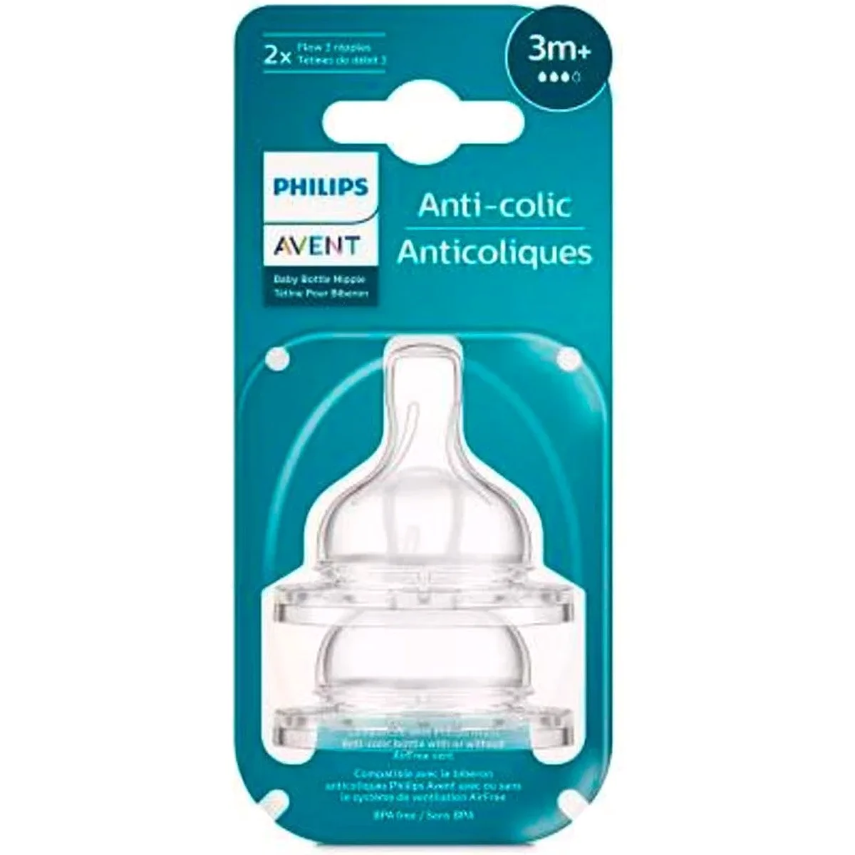 Teteros Anticólico Avent para Bebés 3M+ Pack x2