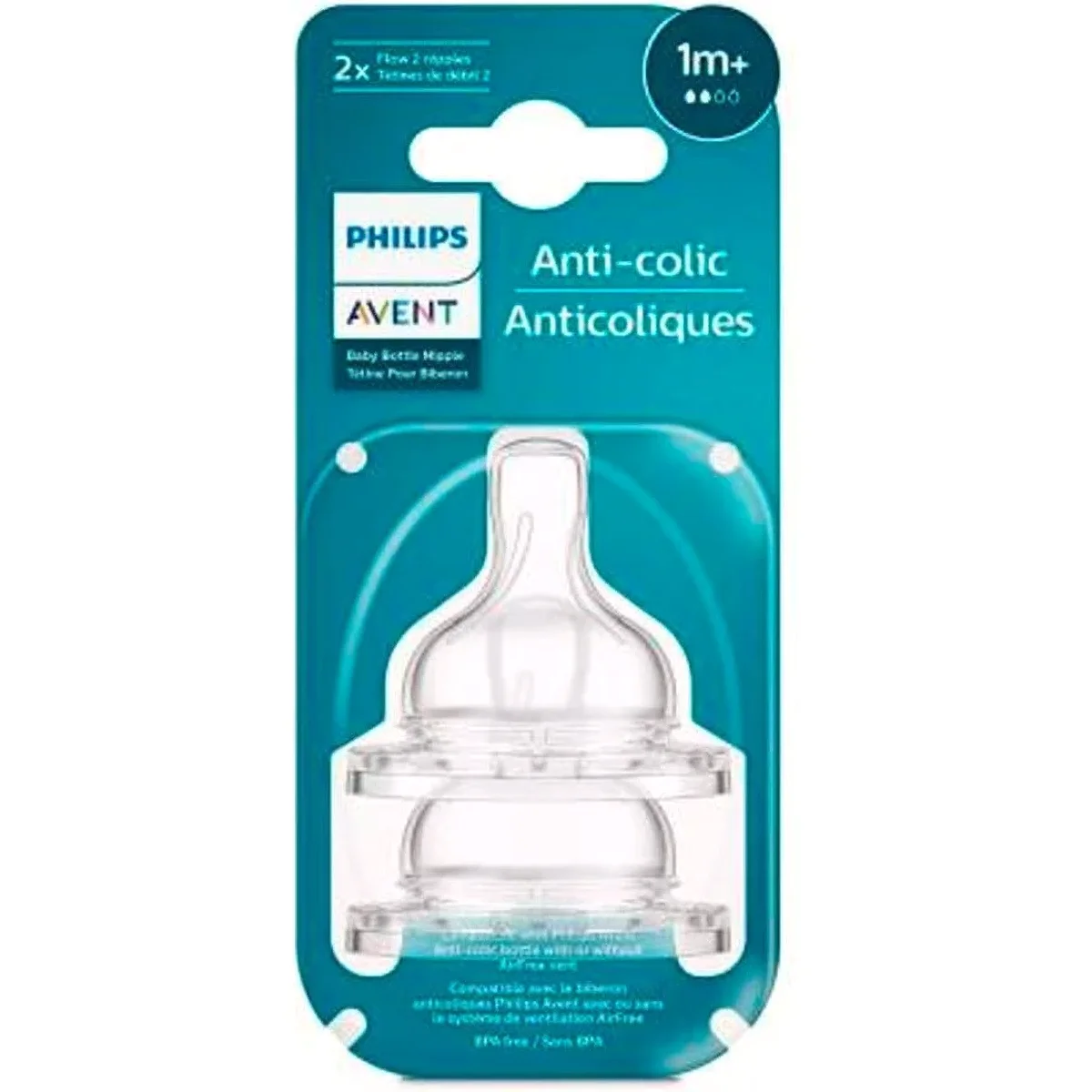 Tetina Philips Avent Anticólico Flujo 2 1m+ Pack x2