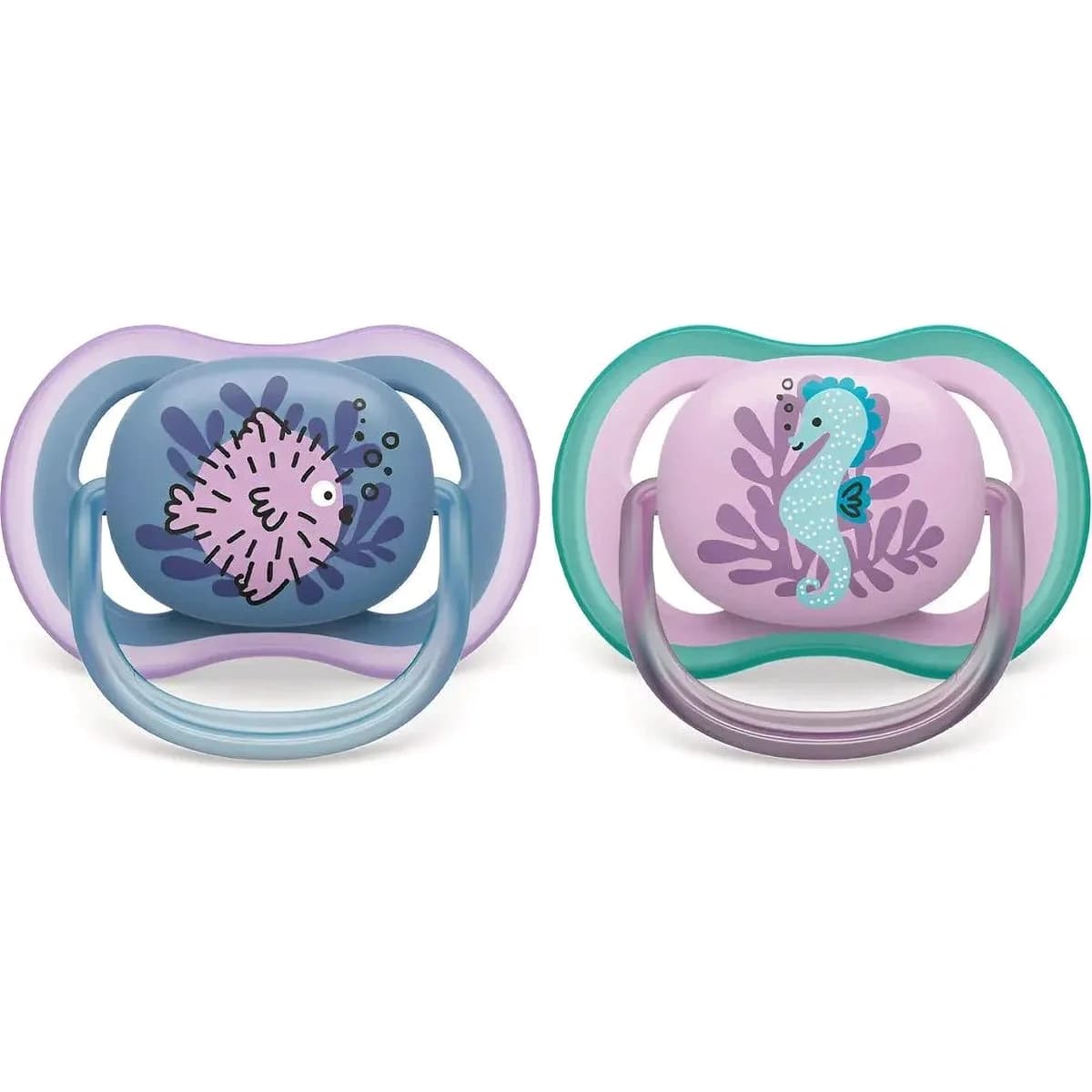 Chupetes Avent 6-18 Meses Azul Lila Pack x2