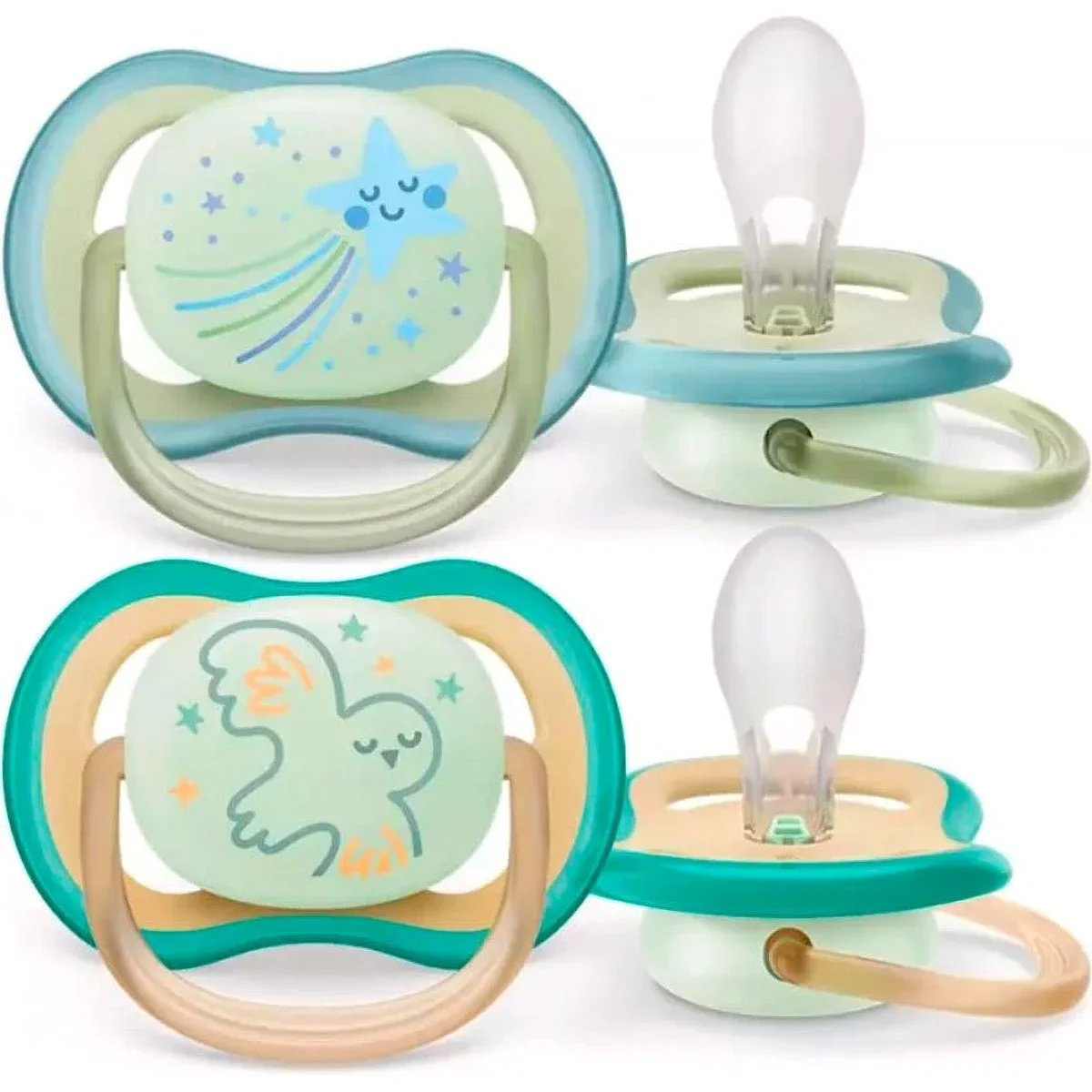 Chupete Avent 0-6 meses Ultra Soft Noche Pack x2