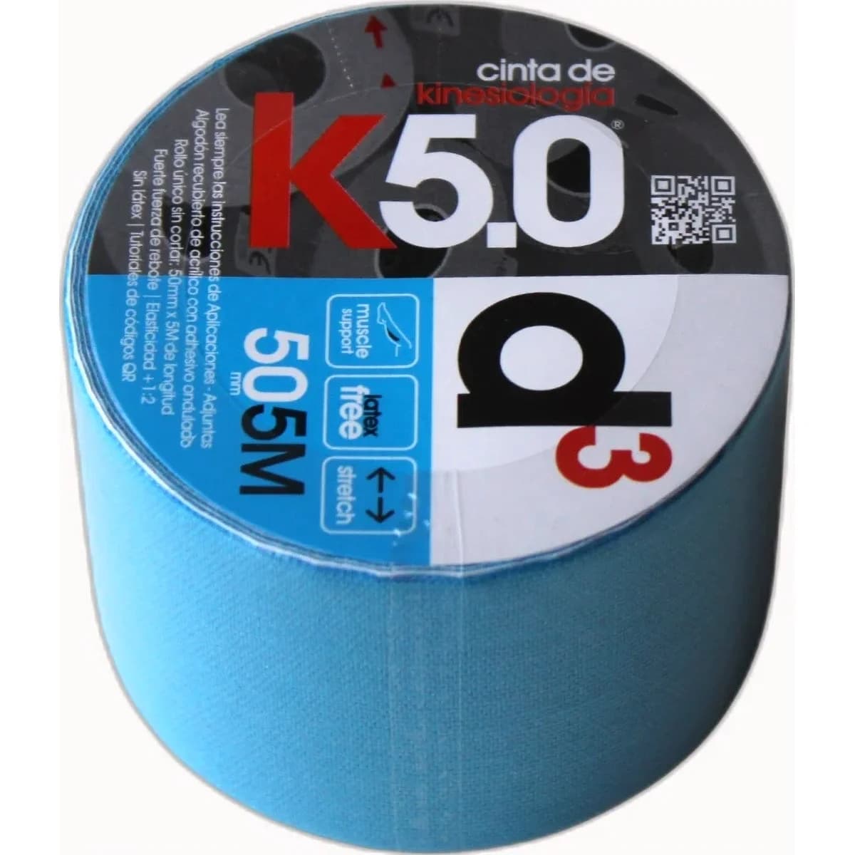Cinta Kinesiológica d3 Tape Celeste 5 cm x 5 m