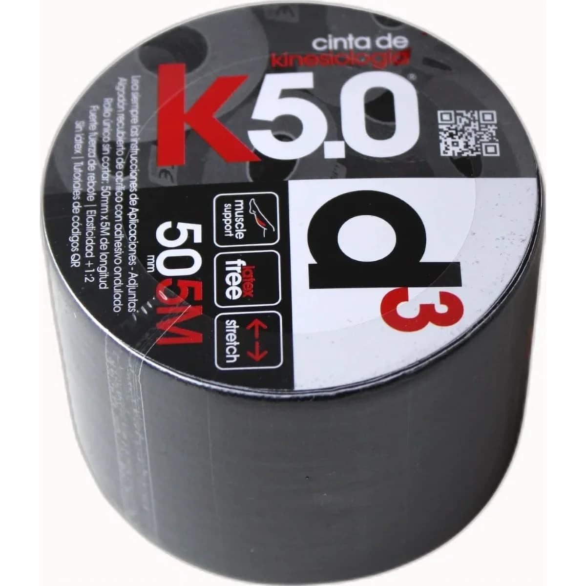 Cinta Kinesiológica d3 Tape Negra 5 cm x 5 m