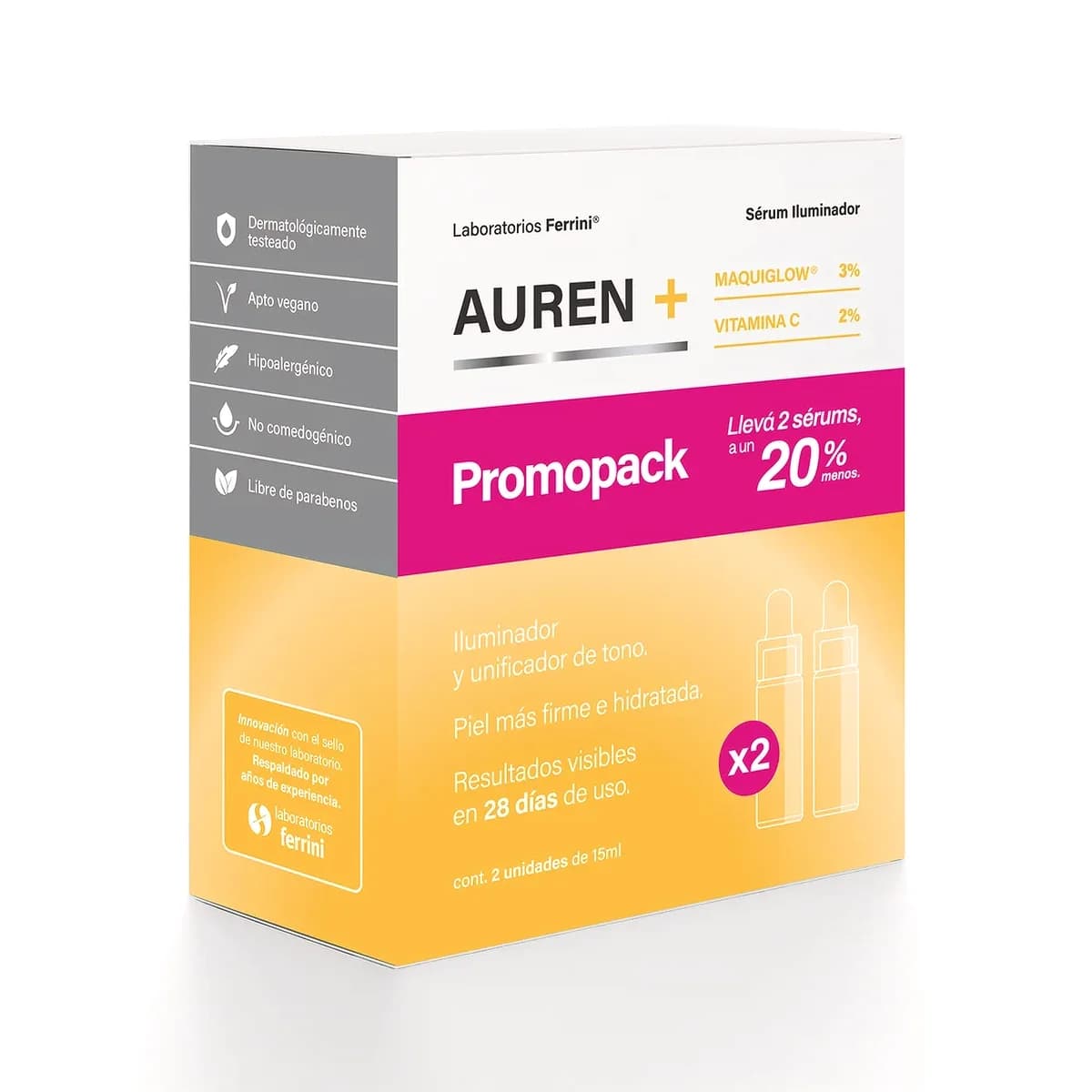Serum Facial Iluminador Auren 2x15 ml