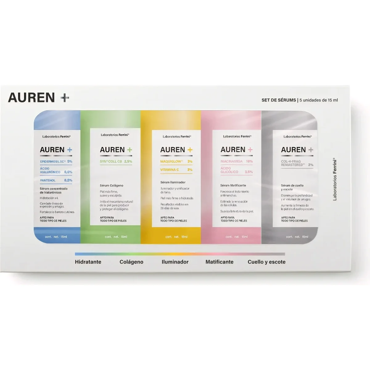Set de Serums Faciales Auren 5 x 15 ml