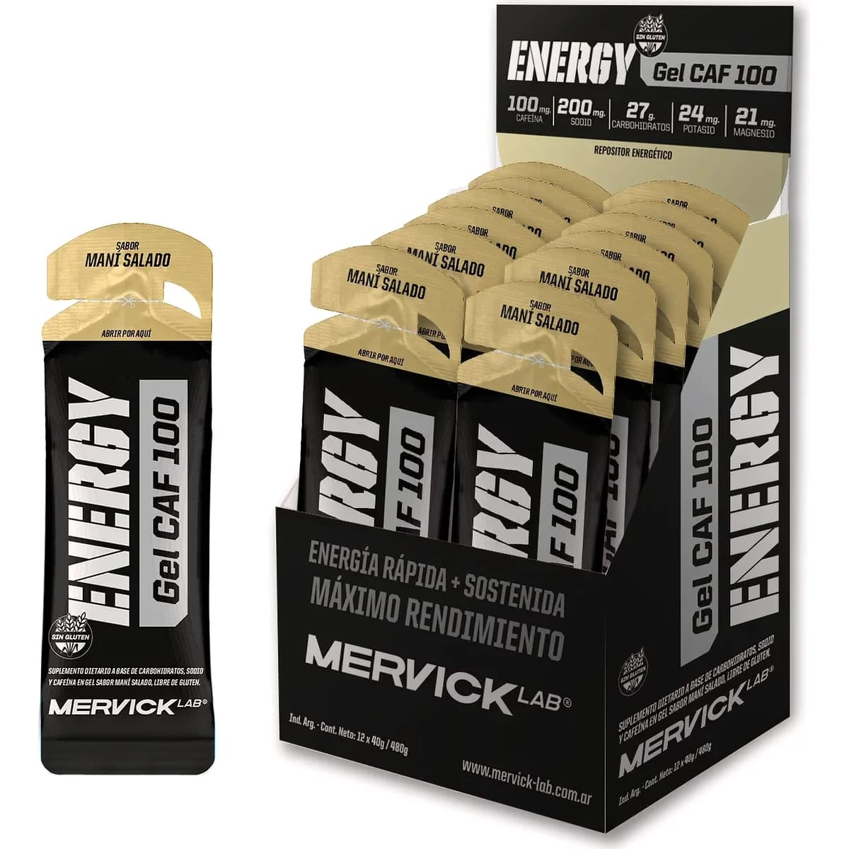 Mervick Ener Gel con Cafeína Maní x 12 unidades