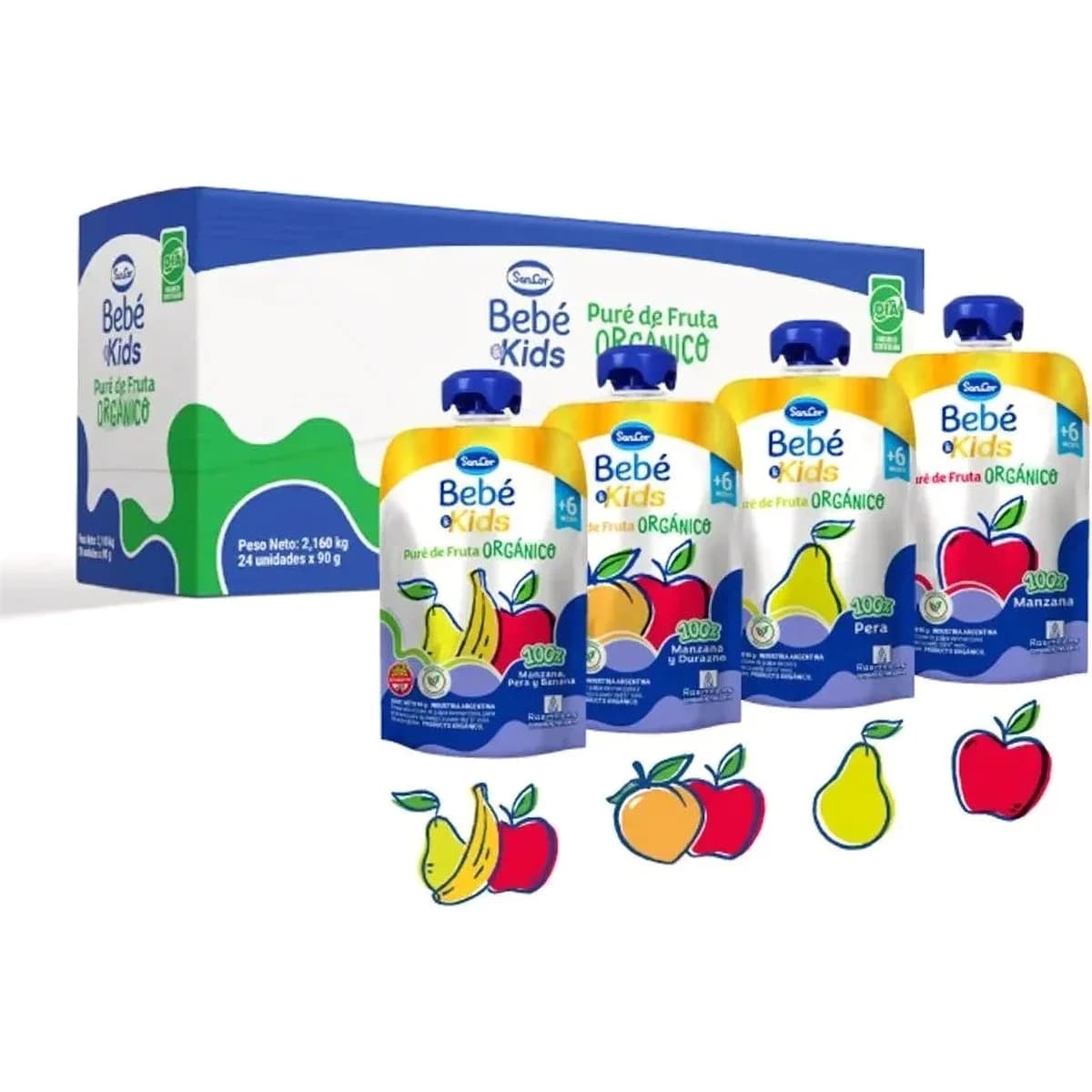 Puré de Frutas Orgánicas Sancor Pure Surtido Pack x 24