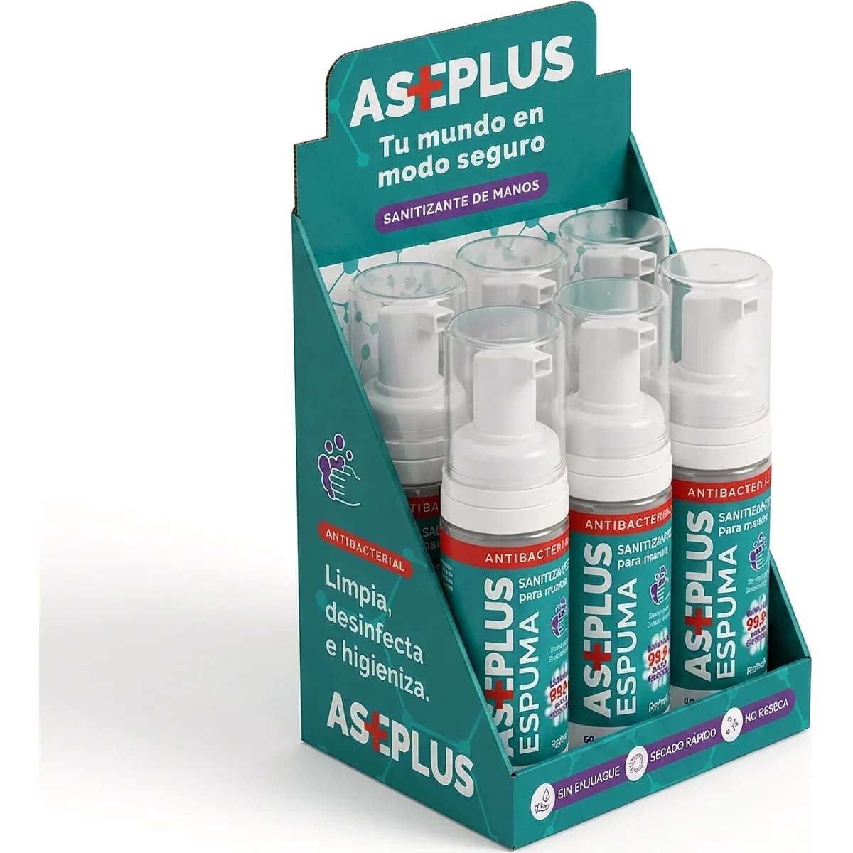 Aseplus Solución en Espuma Antibacterial 60 ml x 6 unidades