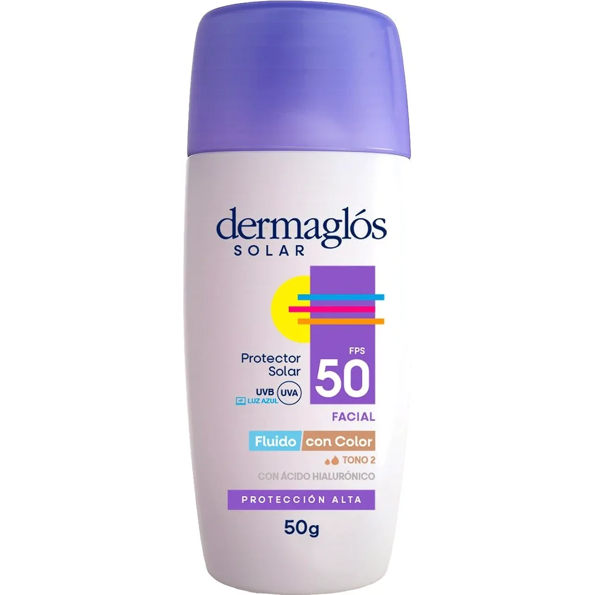 Dermaglós Protector Solar Facial FPS 50 Fluido con Color Tono 2 50 g